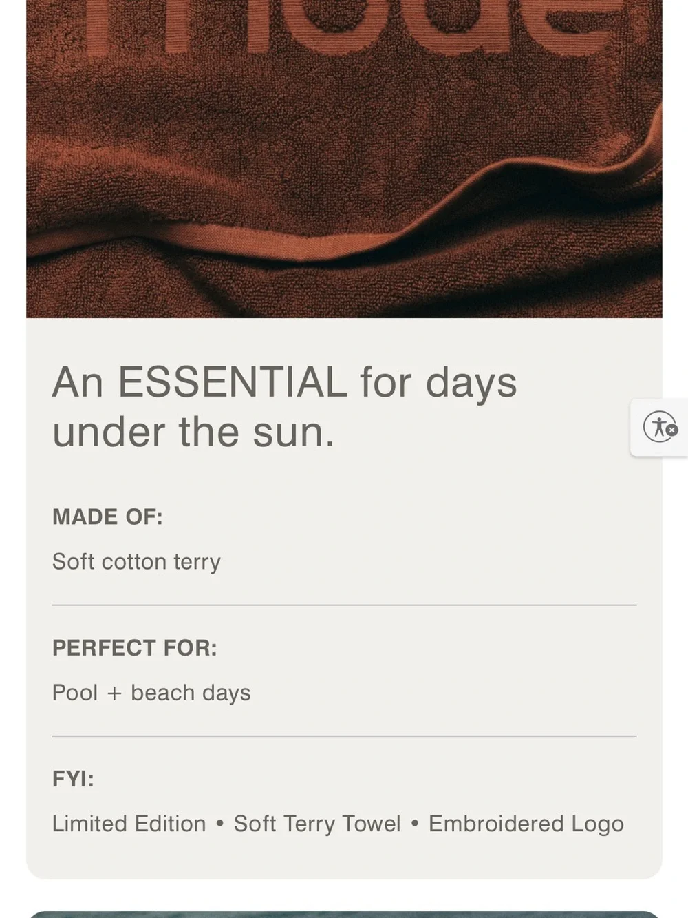 RHODE Rich Brown Beach Towel with stickers